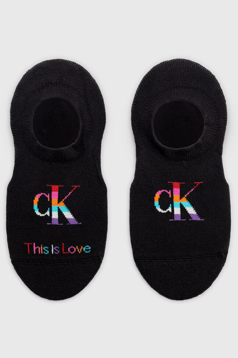 CALVIN KLEIN Къси чорапи с монограм - 2 чифта - Pepit.bg