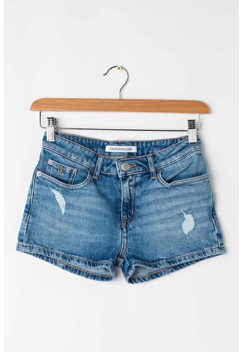 CALVIN KLEIN Къси дънки с протрити зони - Pepit.bg