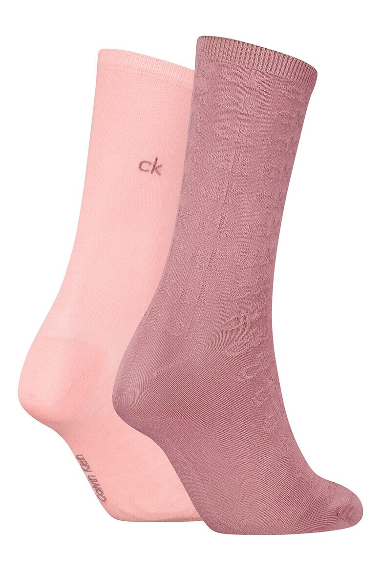 CALVIN KLEIN Олекотени чорапи с десен - 2 чифта - Pepit.bg