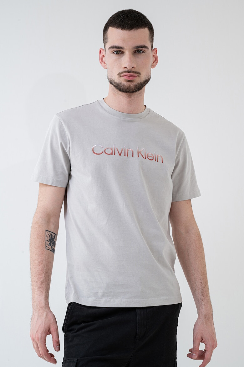 CALVIN KLEIN Памучна тениска - Светло сив - Pepit.bg