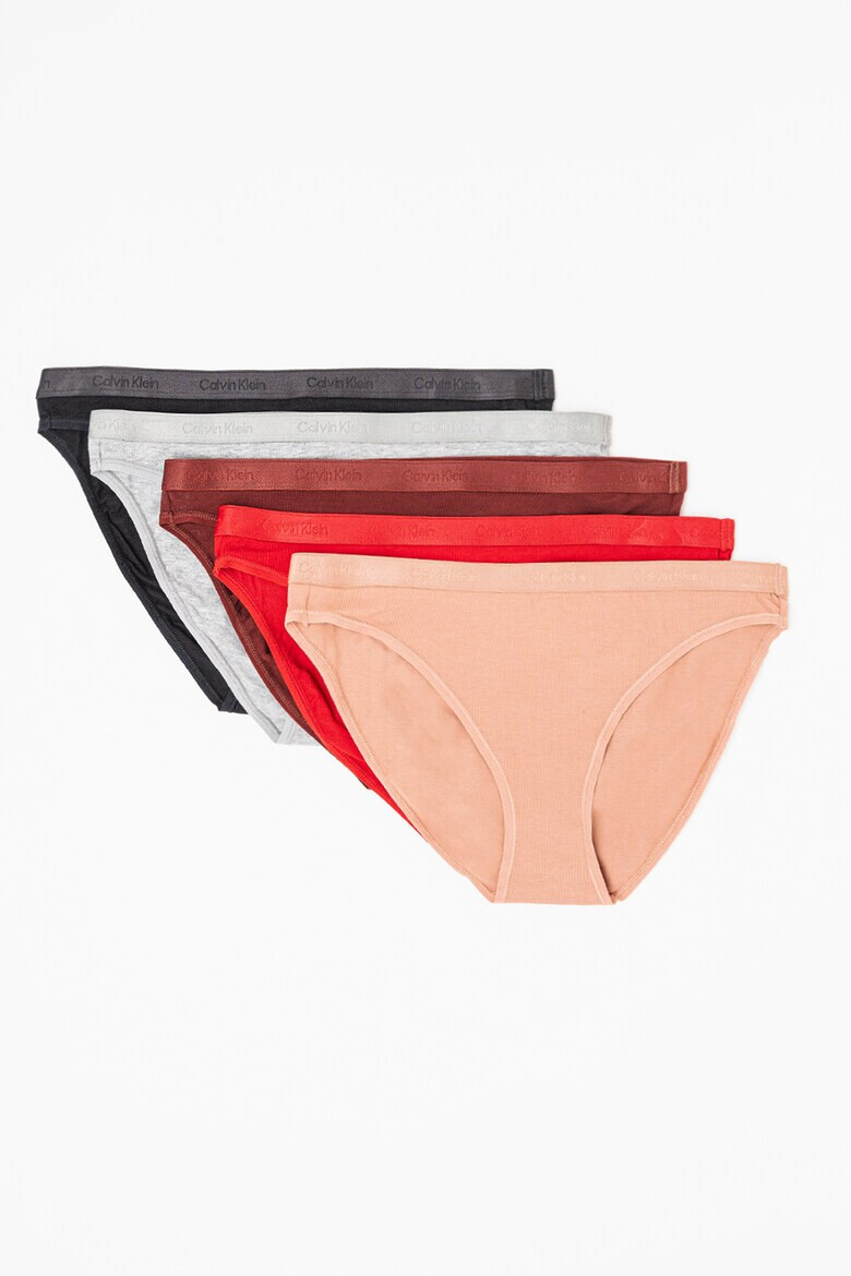 CALVIN KLEIN Памучни бикини с лого - 5 чифта - Pepit.bg