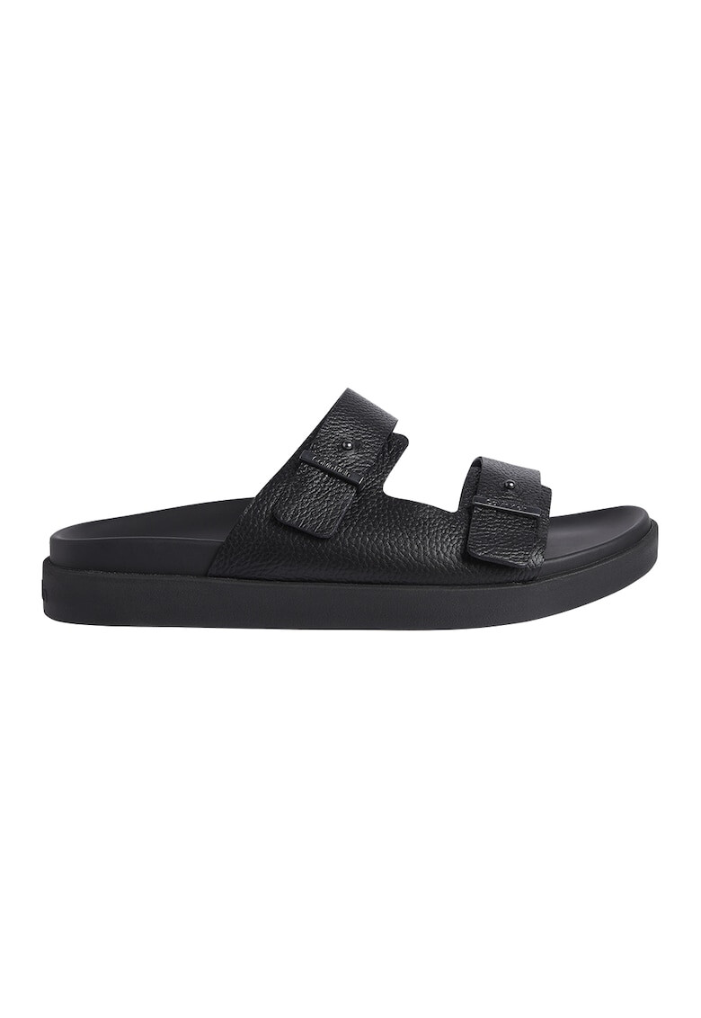 CALVIN KLEIN Релефни кожени чехли - Pepit.bg