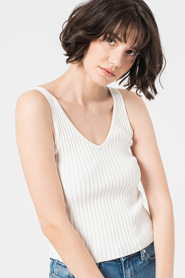 CALVIN KLEIN Рипсен топ с шпиц - Pepit.bg