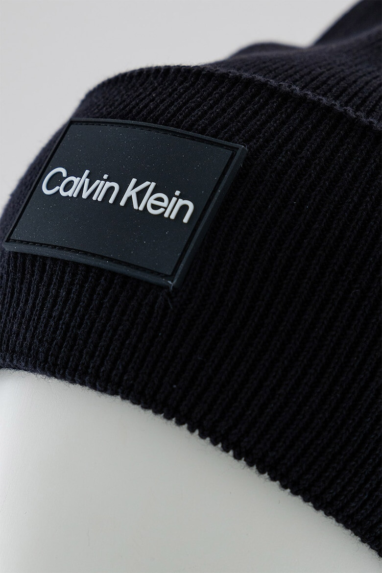 CALVIN KLEIN Рипсена памучна шапка с лого - Pepit.bg