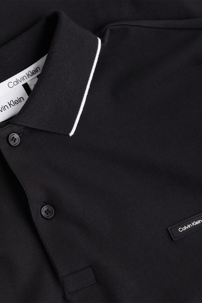 CALVIN KLEIN Слим блуза от пике с яка - Pepit.bg