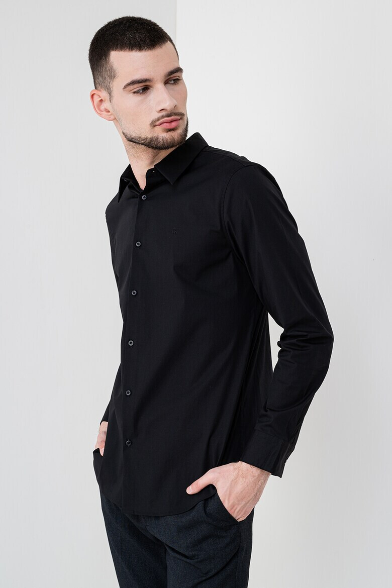 CALVIN KLEIN Слим риза - Черен - Pepit.bg