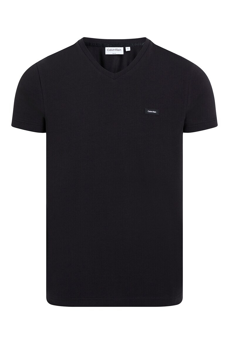 CALVIN KLEIN Слим тениска с шпиц - Pepit.bg