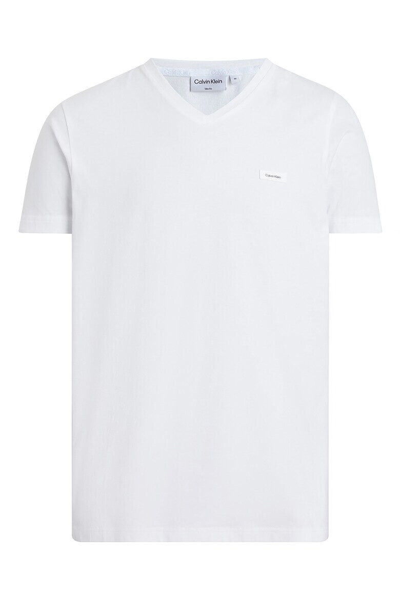CALVIN KLEIN Слим тениска с шпиц - Pepit.bg