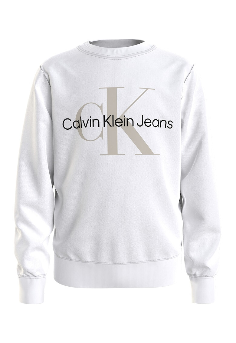 CALVIN KLEIN Суитшърт с овално деколте и монограм на гърдите - Pepit.bg