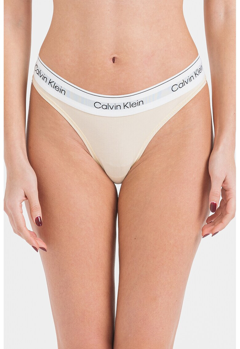 CALVIN KLEIN Танга с модал с лого на талията - Pepit.bg