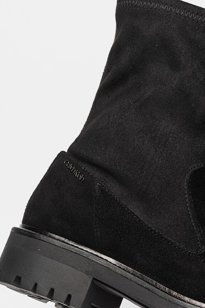 CALVIN KLEIN Велурени боти тип чорап - Черен - Pepit.bg