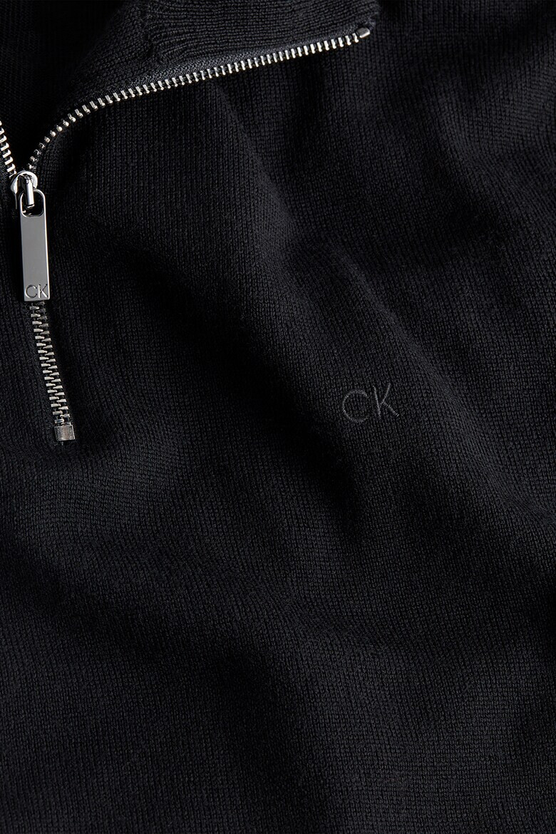 CALVIN KLEIN Вълнен пуловер с къс цип - Pepit.bg