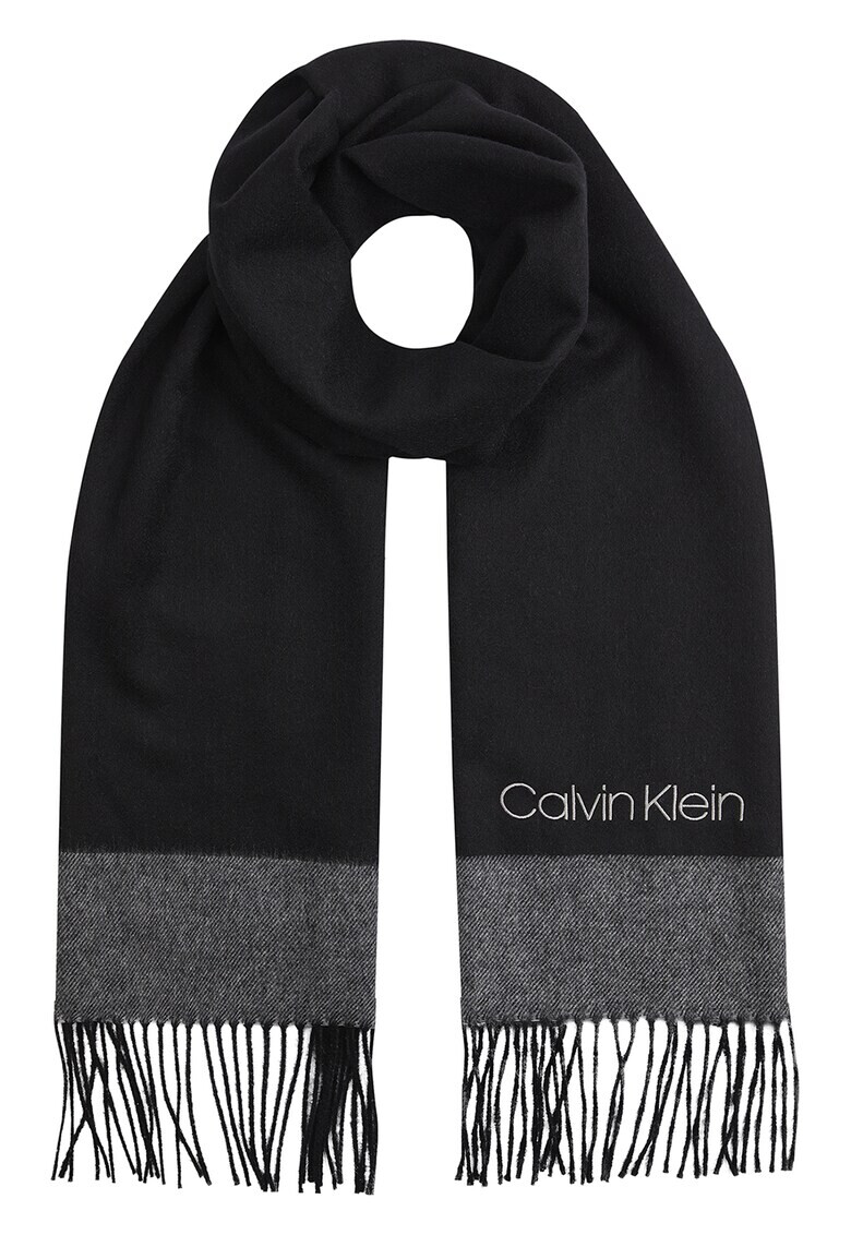 CALVIN KLEIN Вълнен шал с бродирано лого - Pepit.bg