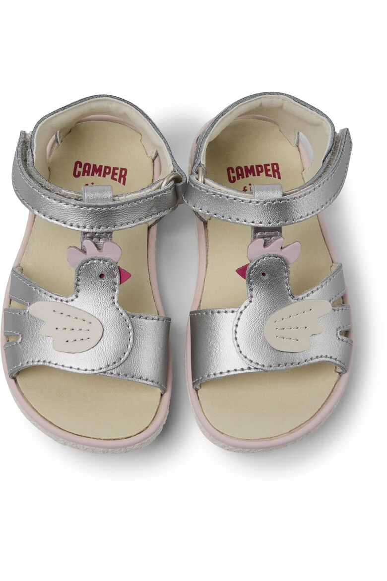 Camper Кожени сандали Miko 711 с велкро - Сребрист - Pepit.bg