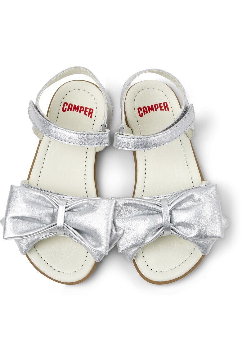 Camper Кожени сандали Right с панделка - Сребрист - Pepit.bg