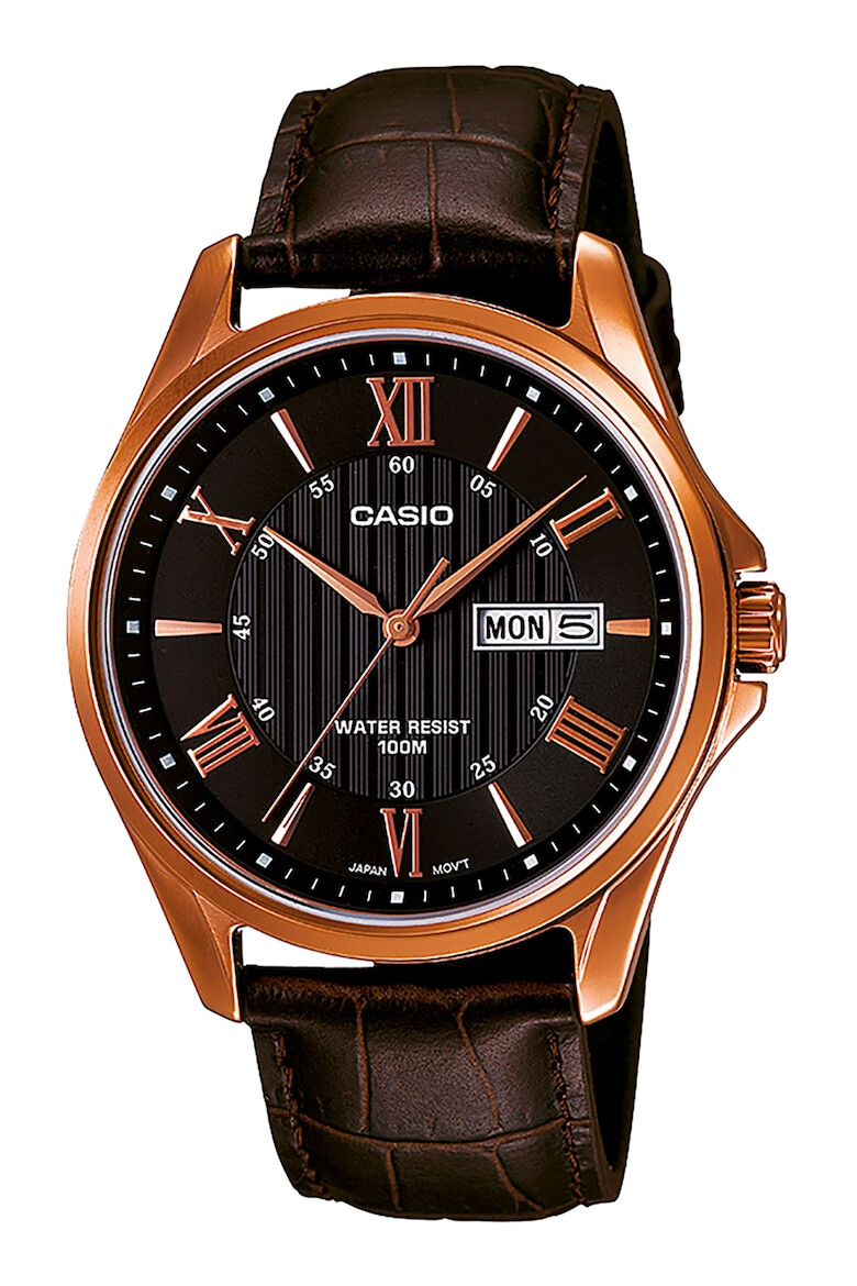 Casio Часовник с кожена каишка и лого - Pepit.bg