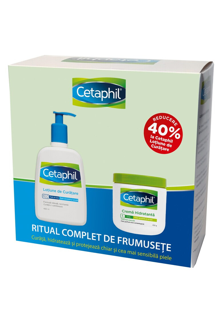 Cetaphil Пакет Core: Хидратиращ крем 53 г и Почистващ лосион 460 мл - Pepit.bg