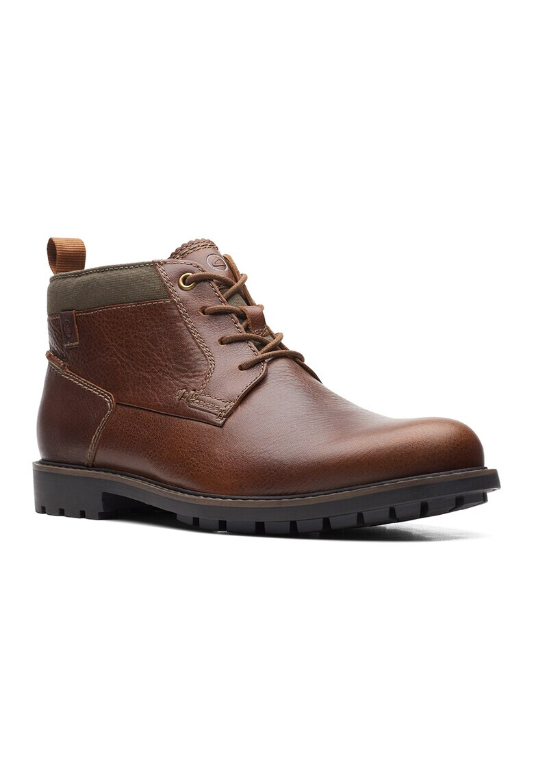Clarks Кожени боти Bowzer с текстил - Pepit.bg