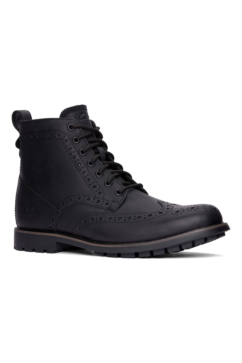 Clarks Кожени боти Westcombelimit с перфорации - Pepit.bg