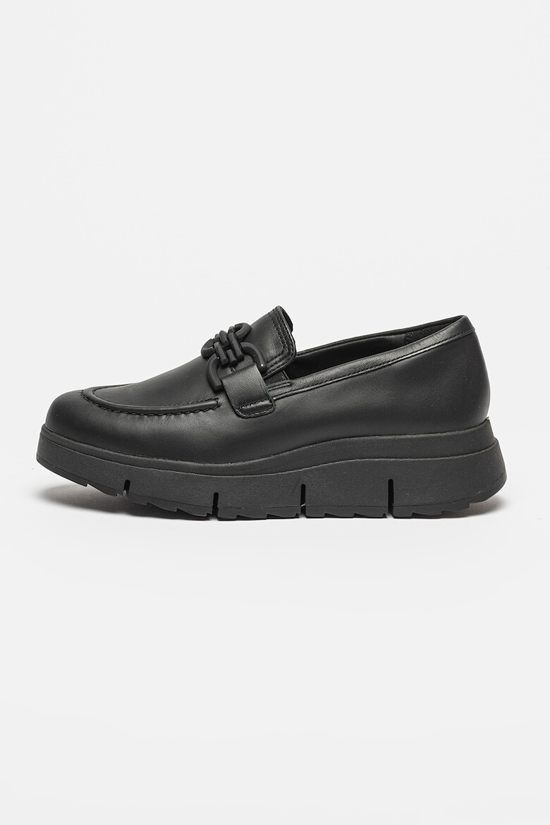 Clarks Кожени мокасини с контрасти - Черен - Pepit.bg
