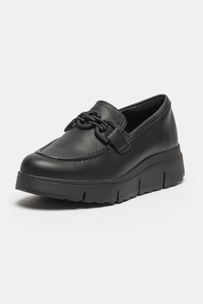 Clarks Кожени мокасини с контрасти - Черен - Pepit.bg