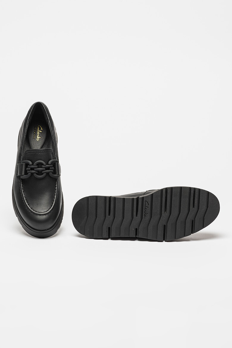 Clarks Кожени мокасини с контрасти - Черен - Pepit.bg