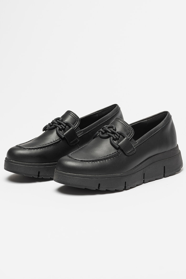 Clarks Кожени мокасини с контрасти - Черен - Pepit.bg