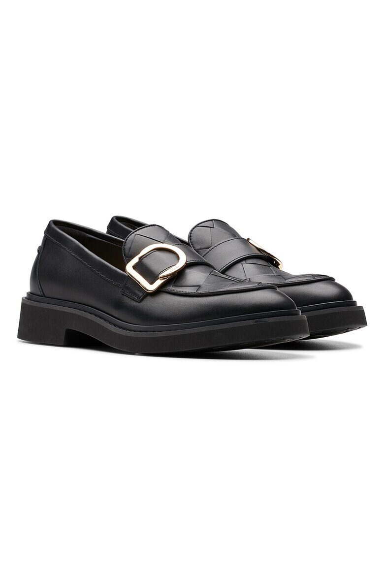 Clarks Кожени мокасини с токи - Черен - Pepit.bg