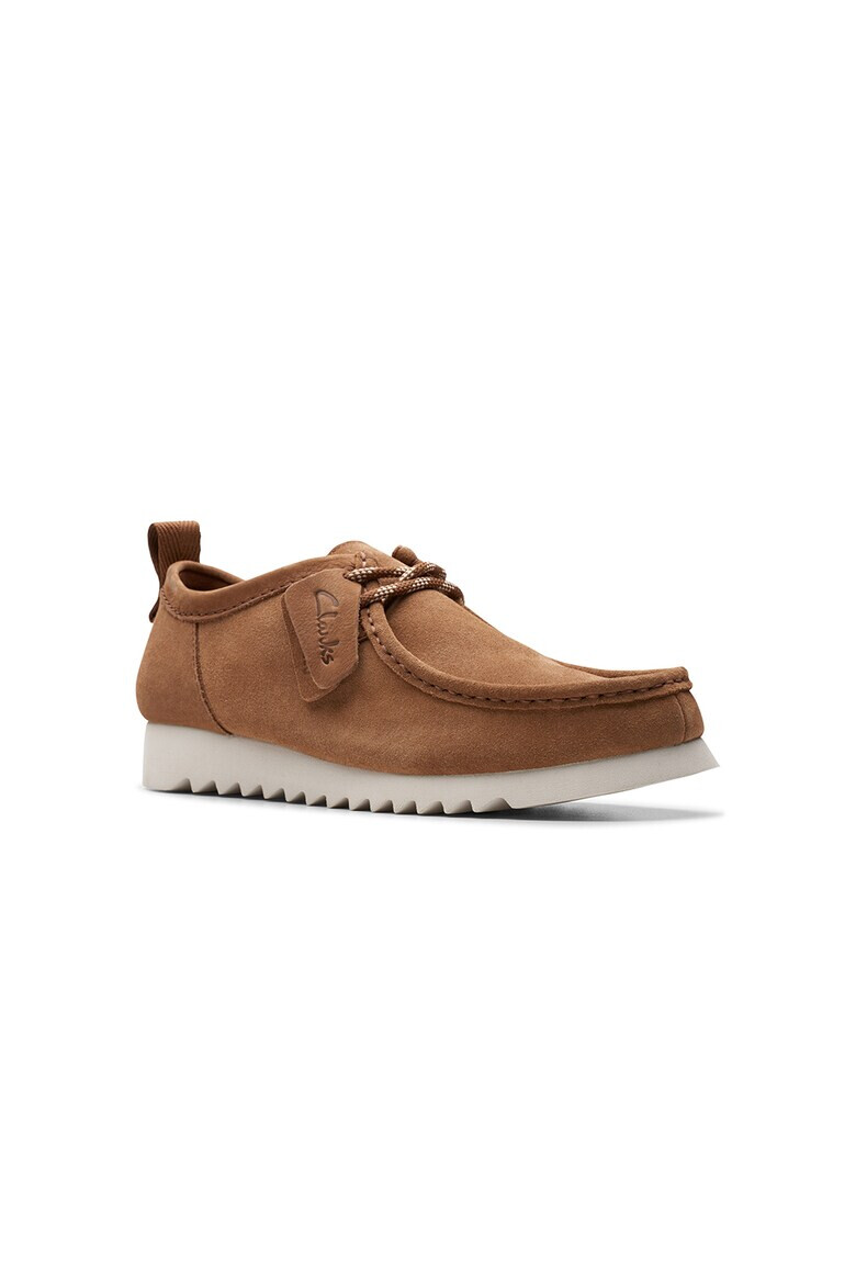 Clarks Велурени мокасини с лого - Pepit.bg