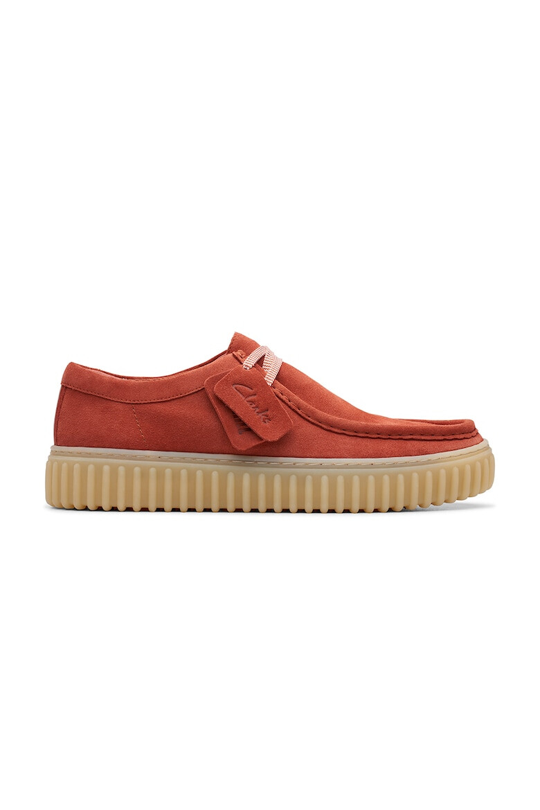 Clarks Велурени мокасини с лого - Pepit.bg