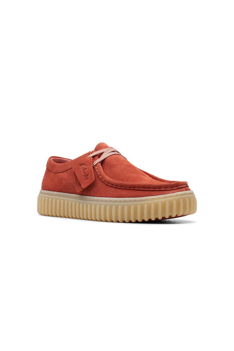Clarks Велурени мокасини с лого - Pepit.bg