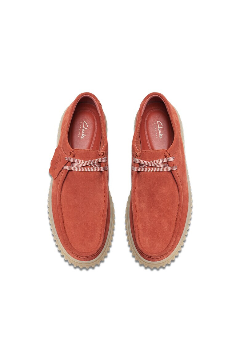 Clarks Велурени мокасини с лого - Pepit.bg