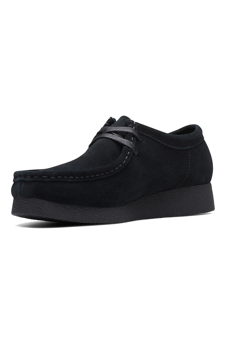 Clarks Велурени мокасини Wallabee - Черен - Pepit.bg
