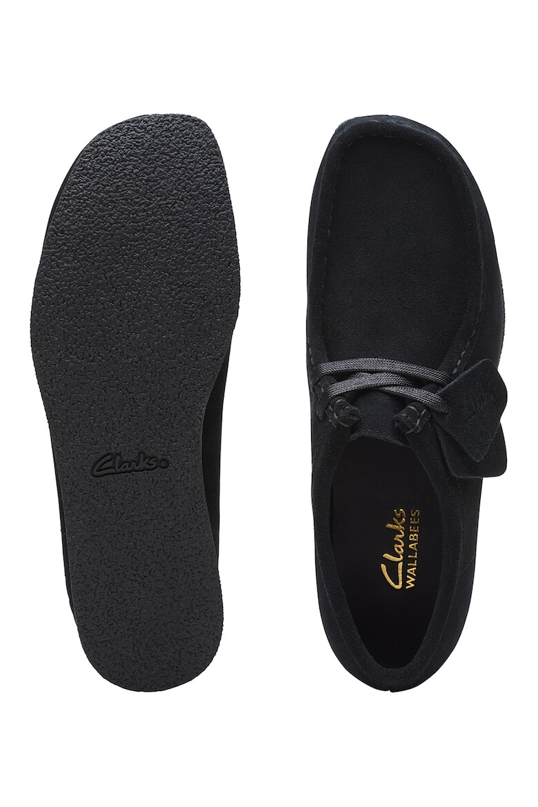 Clarks Велурени мокасини Wallabee - Черен - Pepit.bg