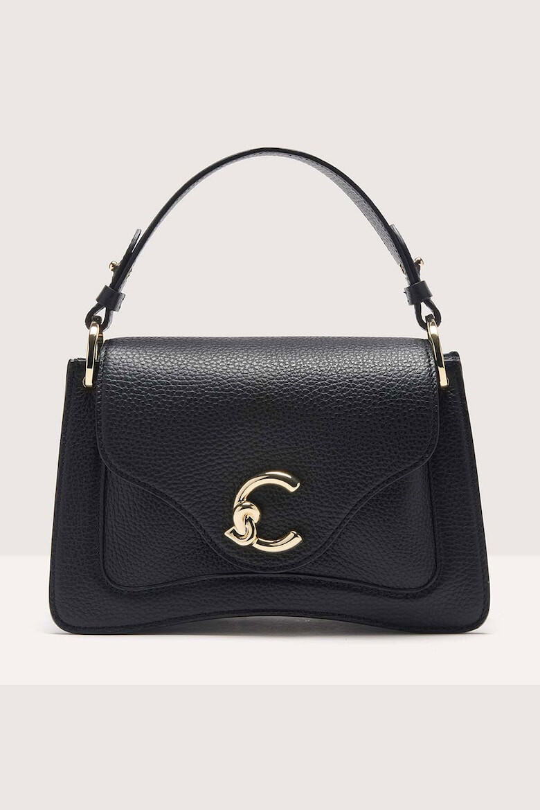COCCINELLE Кожена чанта C-Me с капаче - Черен - Pepit.bg