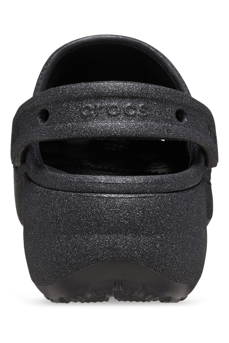 Crocs Бляскав крокс Classic с равна платформа и каишка на петата - Избеляло черно - Pepit.bg