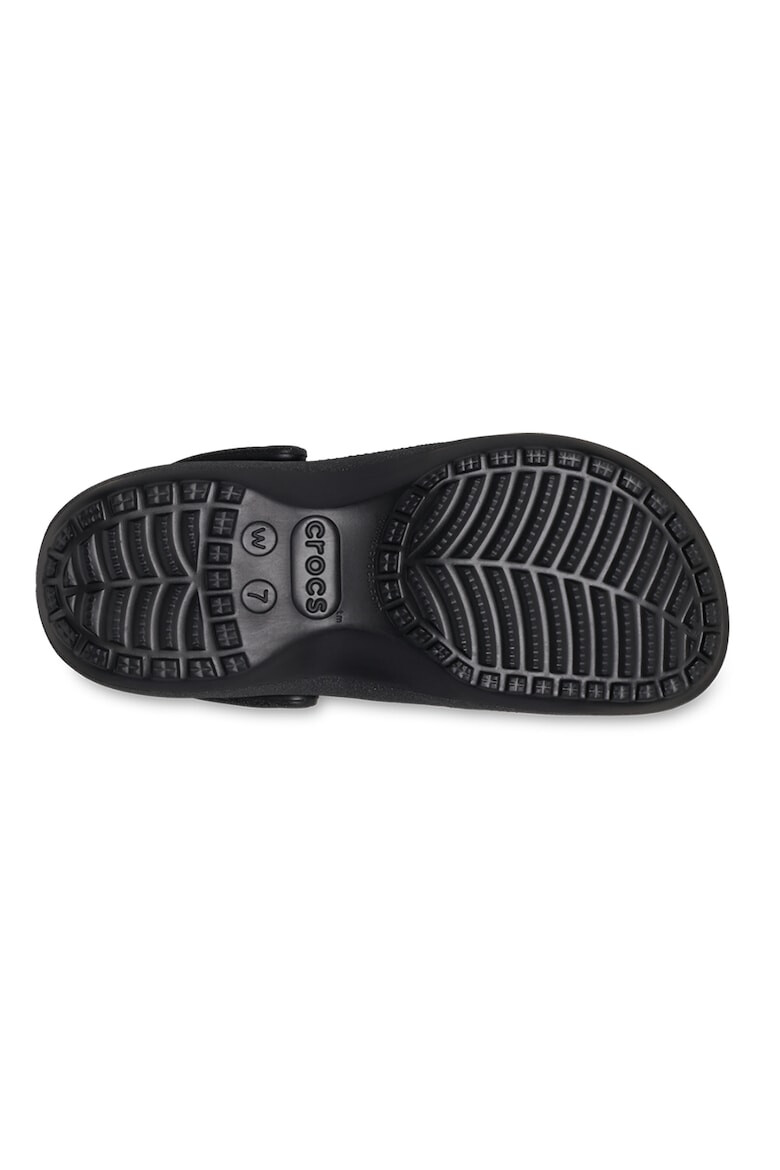 Crocs Бляскав крокс Classic с равна платформа и каишка на петата - Избеляло черно - Pepit.bg