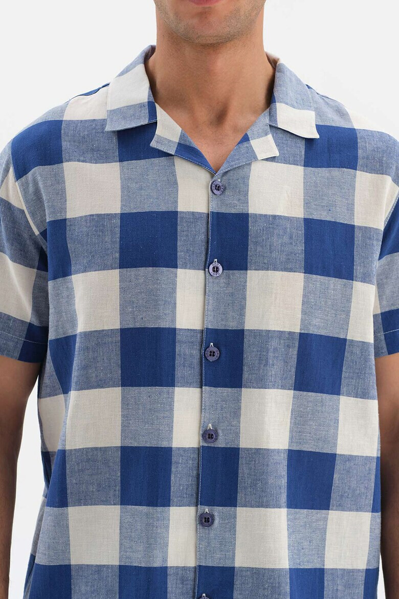 DAGI Къса пижама с лен на каре - Pepit.bg
