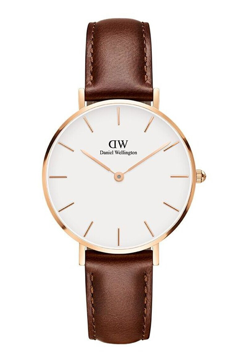 Daniel Wellington Кварцов часовник с кожена каишка - Pepit.bg