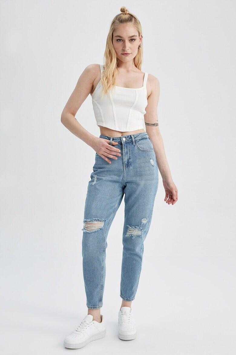 DeFacto Дънки стил Mom Fit с протрити зони - Pepit.bg