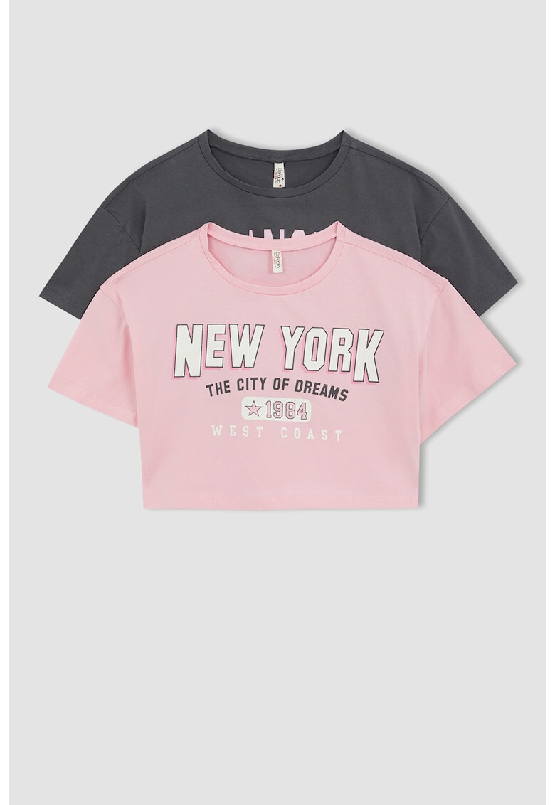 DeFacto Къса памучна тениска - 2 в 1 - Pepit.bg