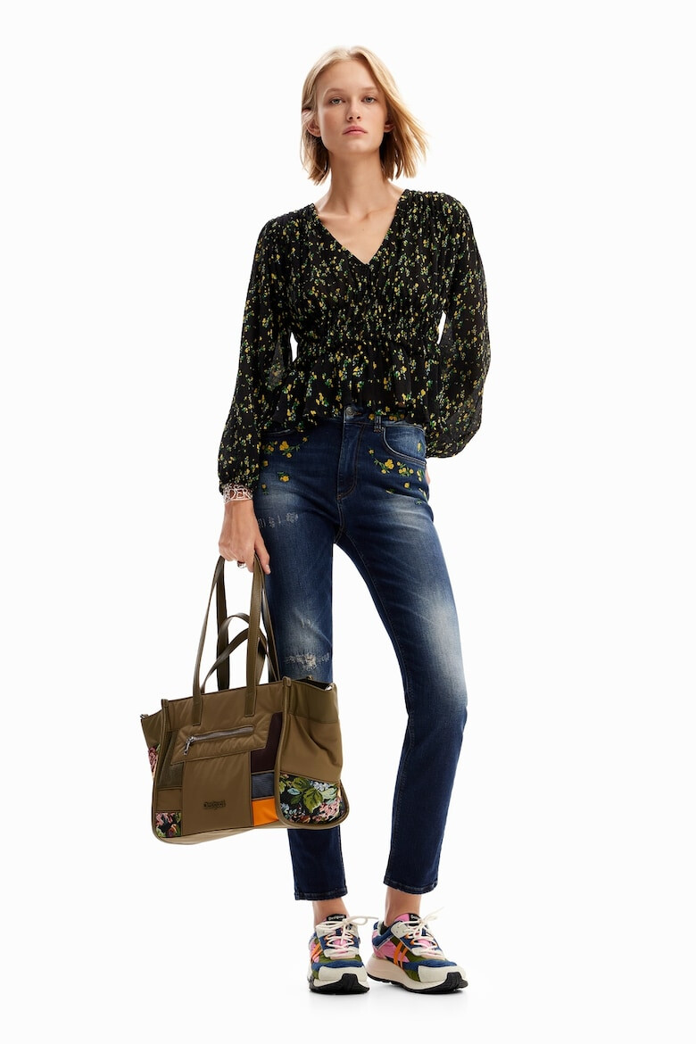DESIGUAL Флорална блуза с шпиц - Pepit.bg