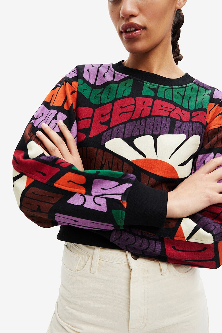 DESIGUAL Къс суитшърт с фигурална шарка - Pepit.bg