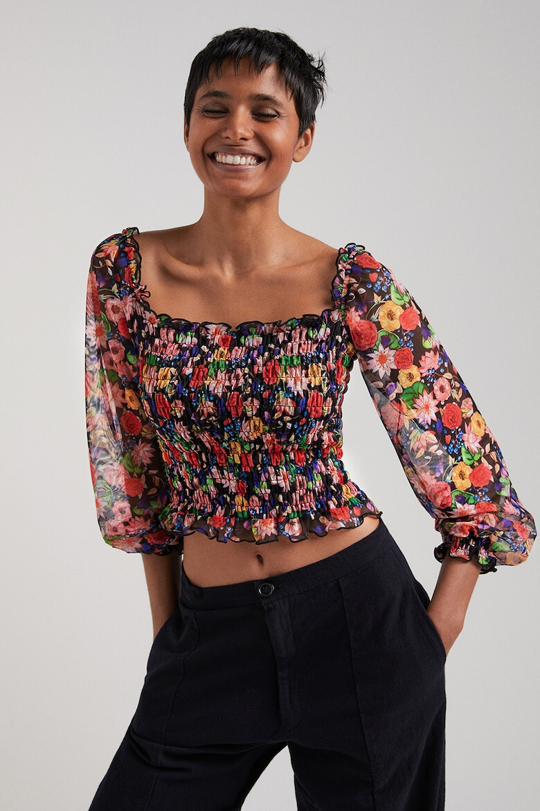 DESIGUAL Къса флорална блуза - Pepit.bg