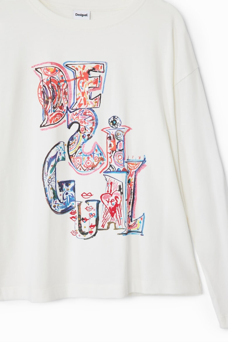 DESIGUAL Памучна блуза с лого - Pepit.bg