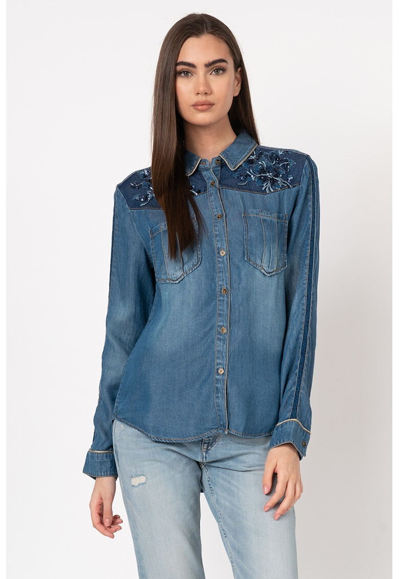 DESIGUAL Риза от шамбре Flowings - Pepit.bg