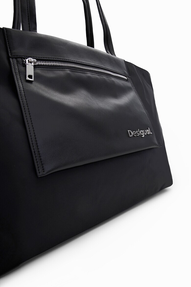 DESIGUAL Шопинг чанта с преден джоб - Черен - Pepit.bg