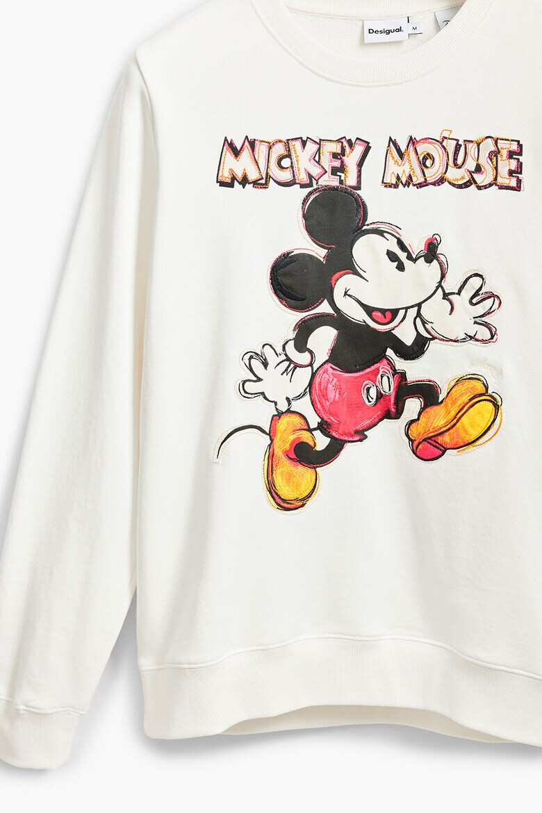 DESIGUAL Суитшърт с шарка на Mickey Mouse - Корал/Мандарина/Мръснобял - Pepit.bg
