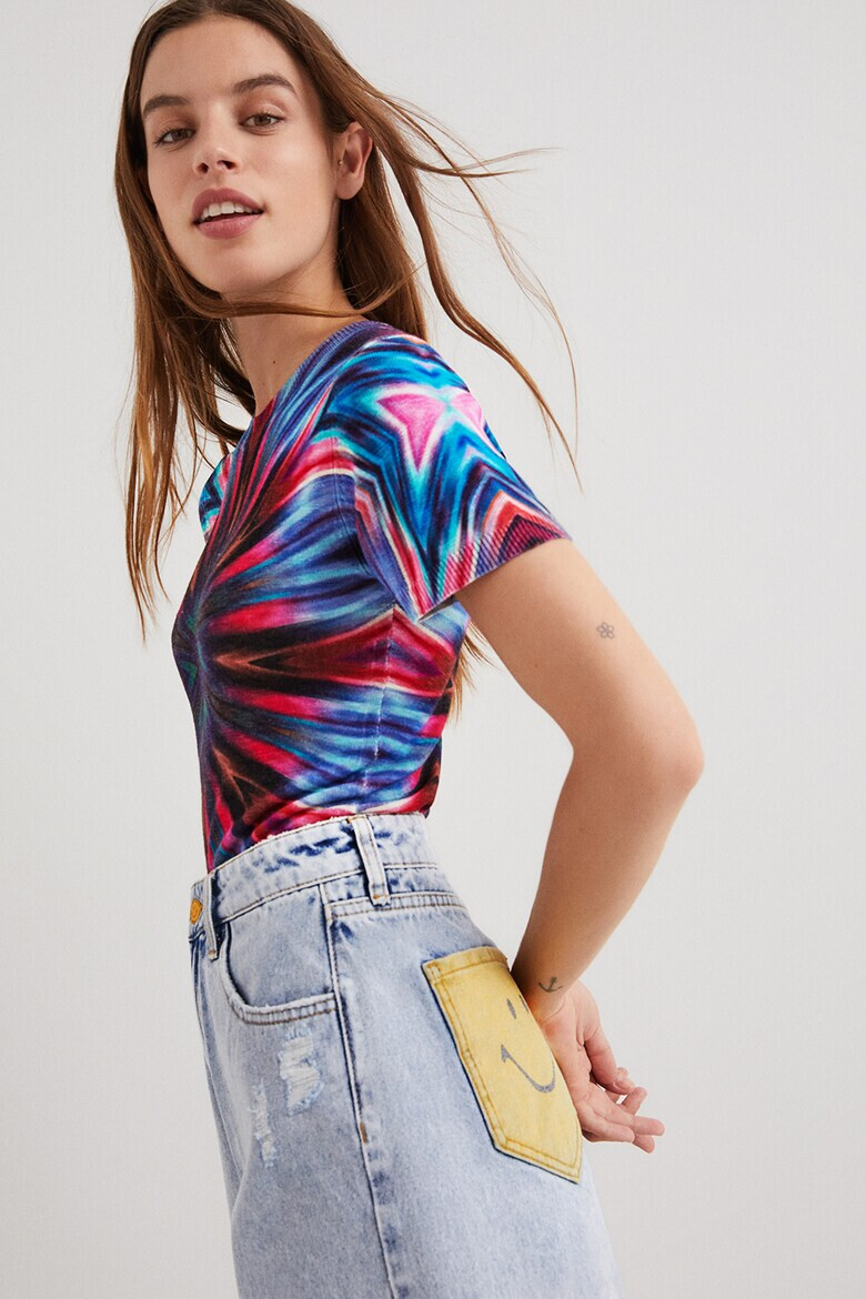 DESIGUAL Тениска с хоризонтален меланж - Pepit.bg