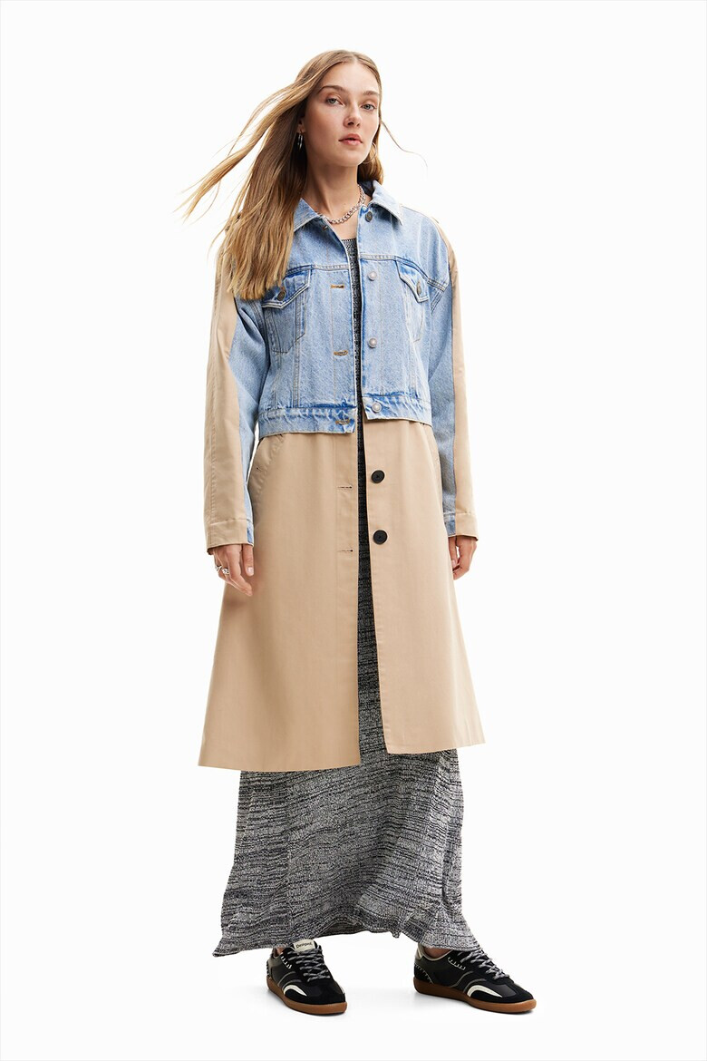 DESIGUAL Тренч Sherlock с дънкови панели - Pepit.bg
